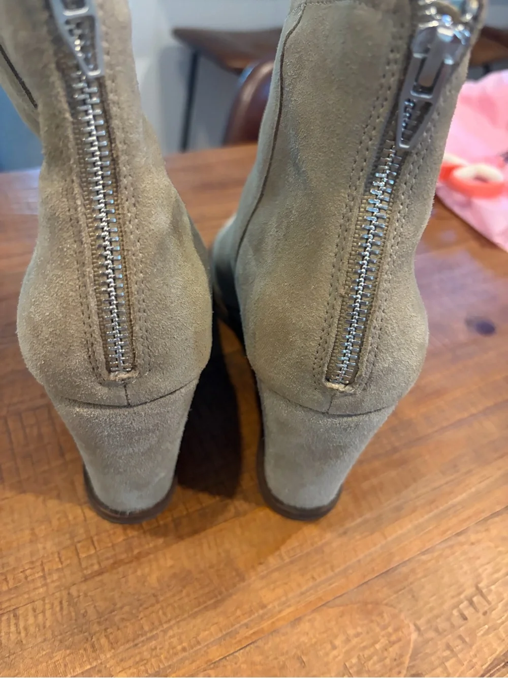 Dolce Vita Women's Suede Wedge Ankle Boots in Beige/Gray